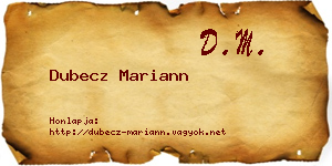 Dubecz Mariann névjegykártya